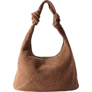 Mint Velvet Tan Woven Suede Knot Detail Bag